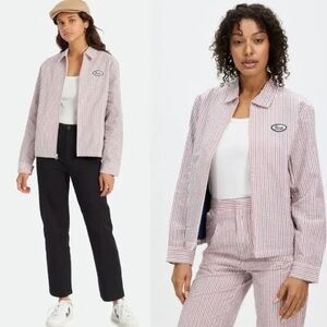 Brixton Women's Red and White Striped Utility Jacket